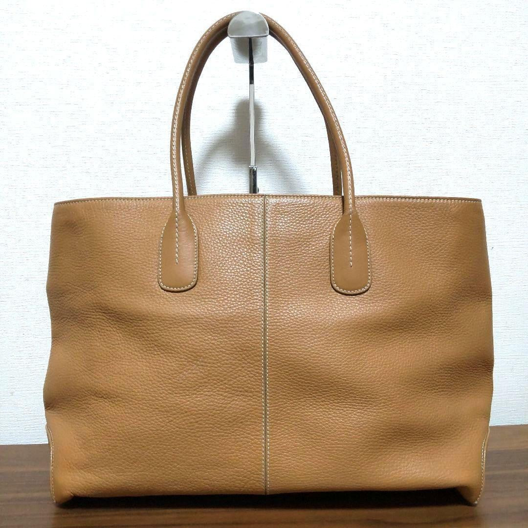 TOD'S Hand Bag Tote Purse Leather Camel Authentic