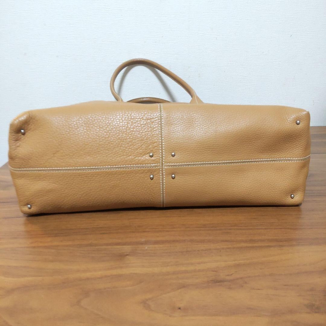 TOD'S Hand Bag Tote Purse Leather Camel Authentic