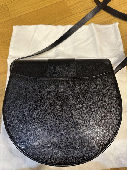 Saint Laurent Shoulder Bag Purse YSL Cassandra Leather Black Authentic