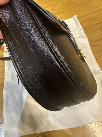 Saint Laurent Shoulder Bag Purse YSL Cassandra Leather Black Authentic