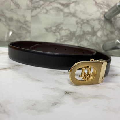 Christian Dior Men's Belt Logo Leather Black Brown Authentic