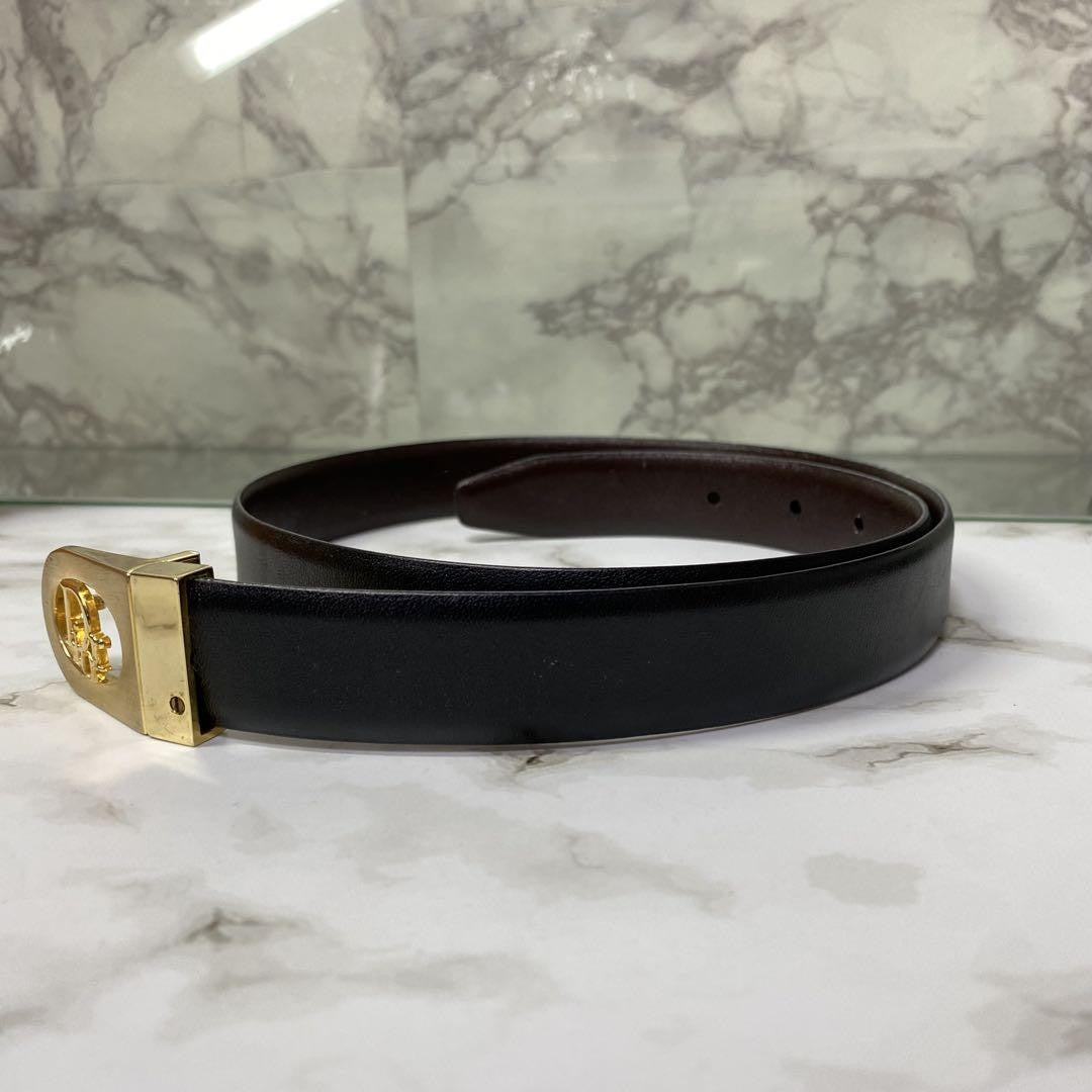 Christian Dior Men's Belt Logo Leather Black Brown Authentic
