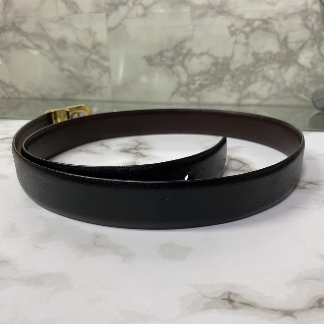 Christian Dior Men's Belt Logo Leather Black Brown Authentic