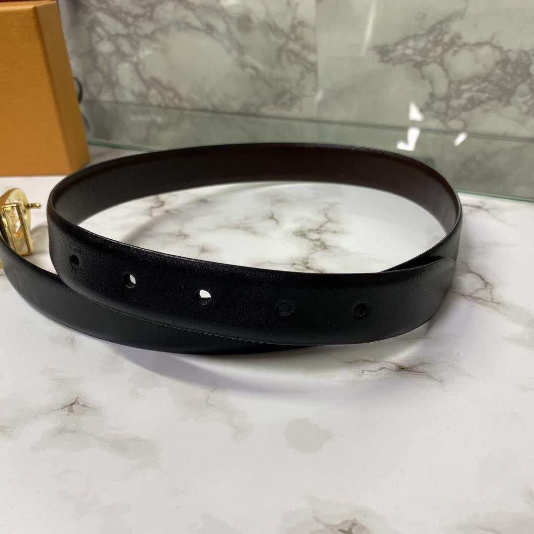 Christian Dior Men's Belt Logo Leather Black Brown Authentic