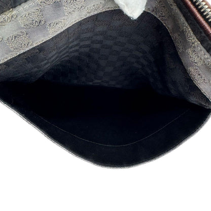 LOEWE Shoulder Bag Purse Anagram Canvas Leather Black Gray Brown Authentic