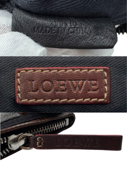 LOEWE Shoulder Bag Purse Anagram Canvas Leather Black Gray Brown Authentic