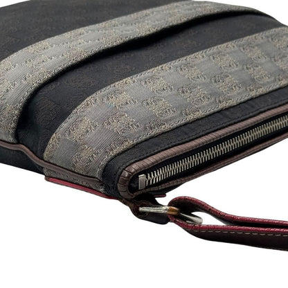 LOEWE Shoulder Bag Purse Anagram Canvas Leather Black Gray Brown Authentic