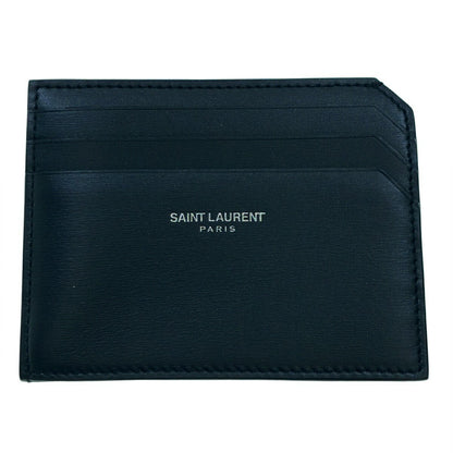 Saint Laurent Paris Card Case Holder Wallet Compact Purse Logo Leather Black