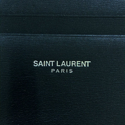 Saint Laurent Paris Card Case Holder Wallet Compact Purse Logo Leather Black