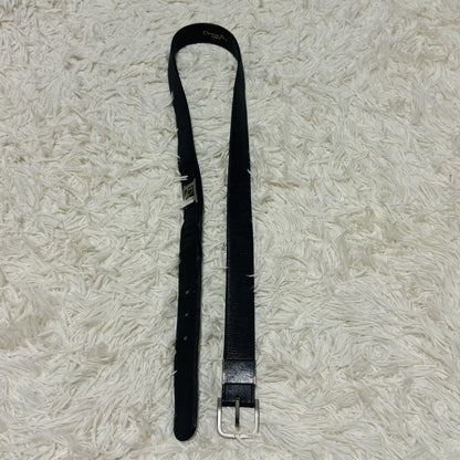 Christian Dior Men's Belt Leather Black Silver Authentic