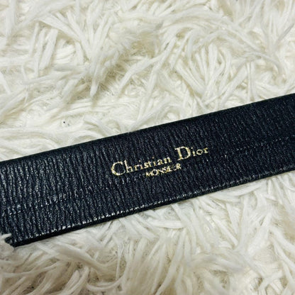 Christian Dior Men's Belt Leather Black Silver Authentic