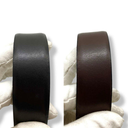 Christian Dior Men's Belt Logo Leather Black Gold Authentic