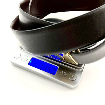 Christian Dior Men's Belt Logo Leather Black Gold Authentic