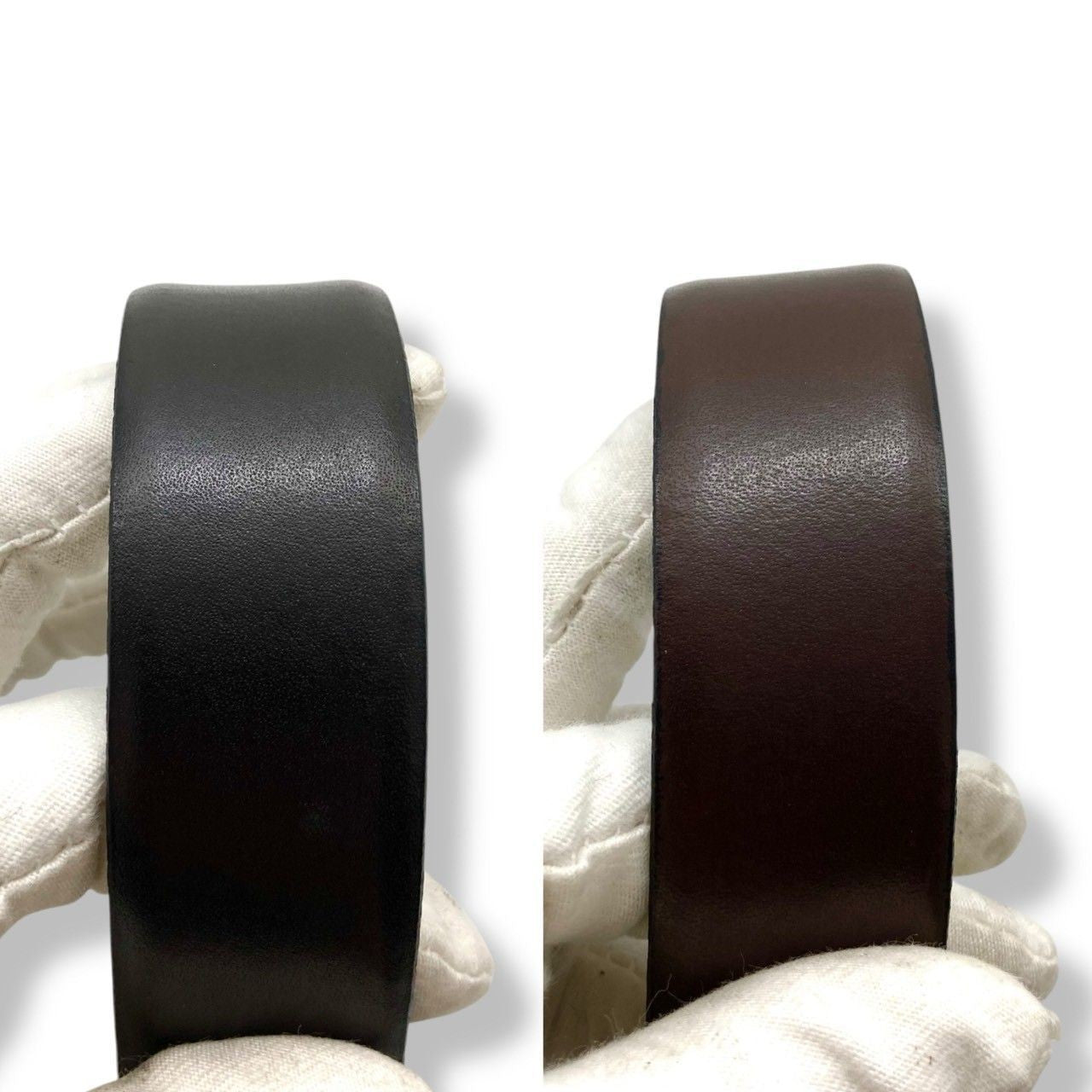 Christian Dior Men's Belt Logo Leather Black Gold Authentic