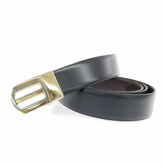 Christian Dior Women's Belt Leather Black Brown Authentic