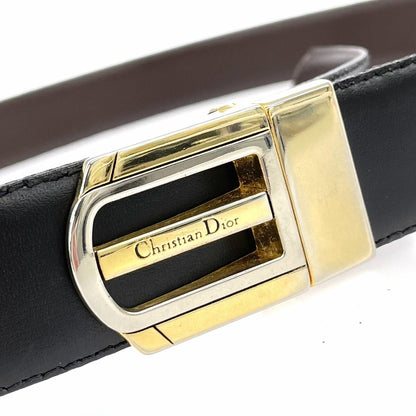 Christian Dior Women's Belt Leather Black Brown Authentic