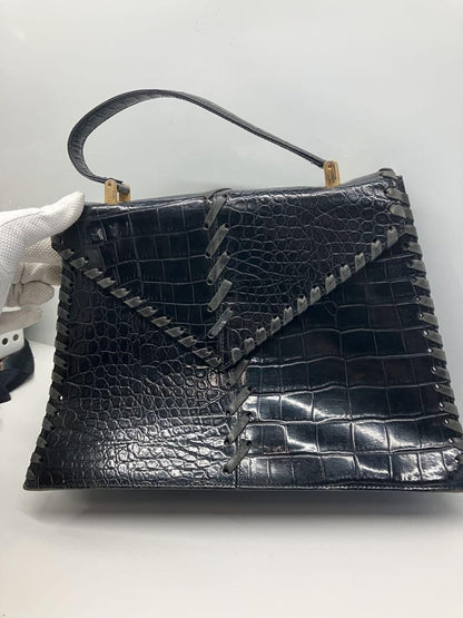 Saint Laurent Hand Bag Tote Purse Leather Black Authentic