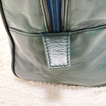 LOEWE Hand Bag Tote Purse Anagram Leather Green Authentic
