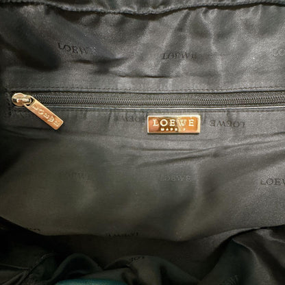 LOEWE Hand Bag Tote Purse Anagram Leather Green Authentic