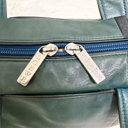 LOEWE Hand Bag Tote Purse Anagram Leather Green Authentic