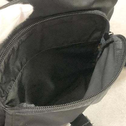 PRADA Bag Logo Shoulder Purse Nylon Leather Black Silver Used Authentic
