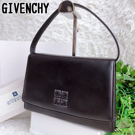 GIVENCHY Hand Bag Tote Purse 4G Leather Black Authentic