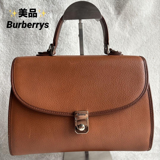 BURBERRYS Hand Bag Tote Purse Nova Check Leather Brown Authentic