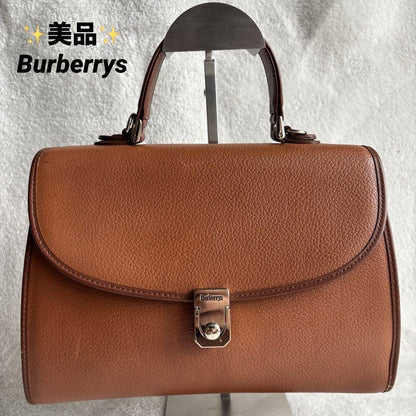 BURBERRYS Hand Bag Tote Purse Nova Check Leather Brown Authentic