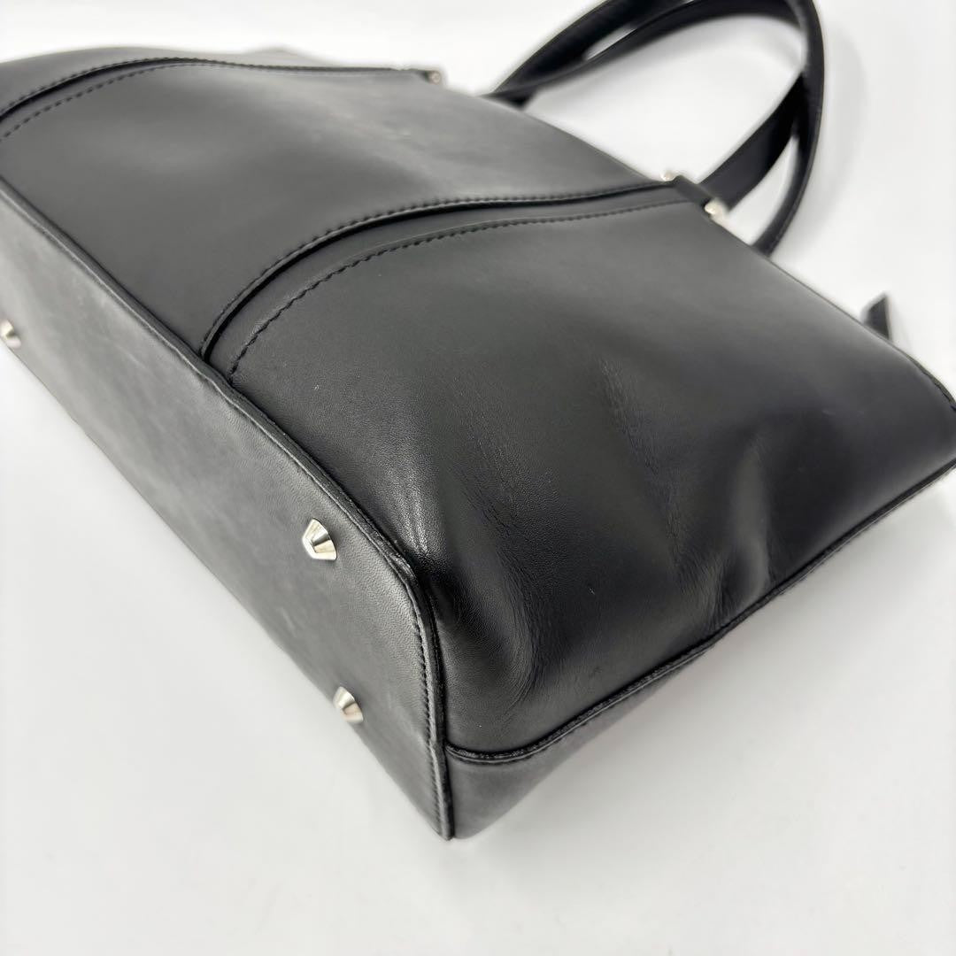 BURBERRY Hand Bag Tote Purse Nova Check Leather Black Authentic