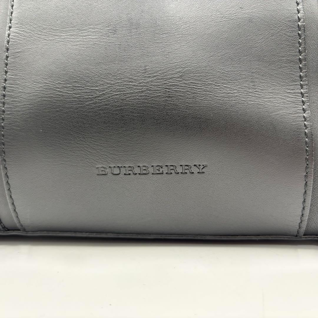 BURBERRY Hand Bag Tote Purse Nova Check Leather Black Authentic