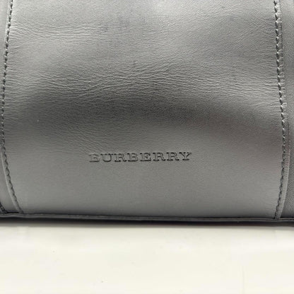 BURBERRY Hand Bag Tote Purse Nova Check Leather Black Authentic