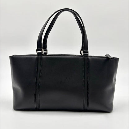BURBERRY Hand Bag Tote Purse Nova Check Leather Black Authentic