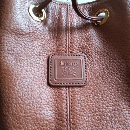 BURBERRY Shoulder Bag Purse Nova Check Leather Brown Authentic