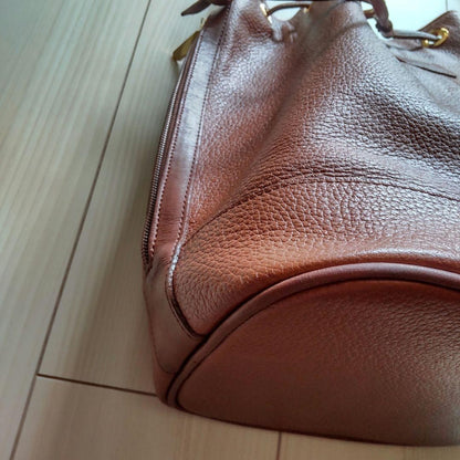 BURBERRY Shoulder Bag Purse Nova Check Leather Brown Authentic