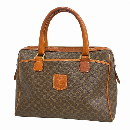 CELINE Hand Bag Tote Purse Macadam PVC Brown Authentic