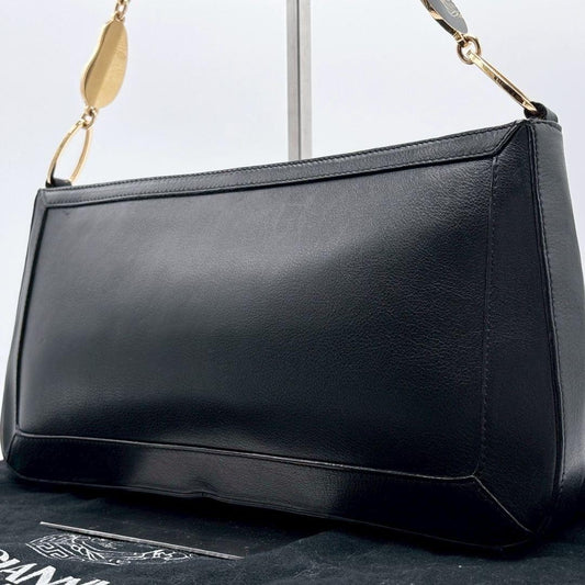 VERSACE Shoulder Bag Purse Medusa Leather Black Authentic