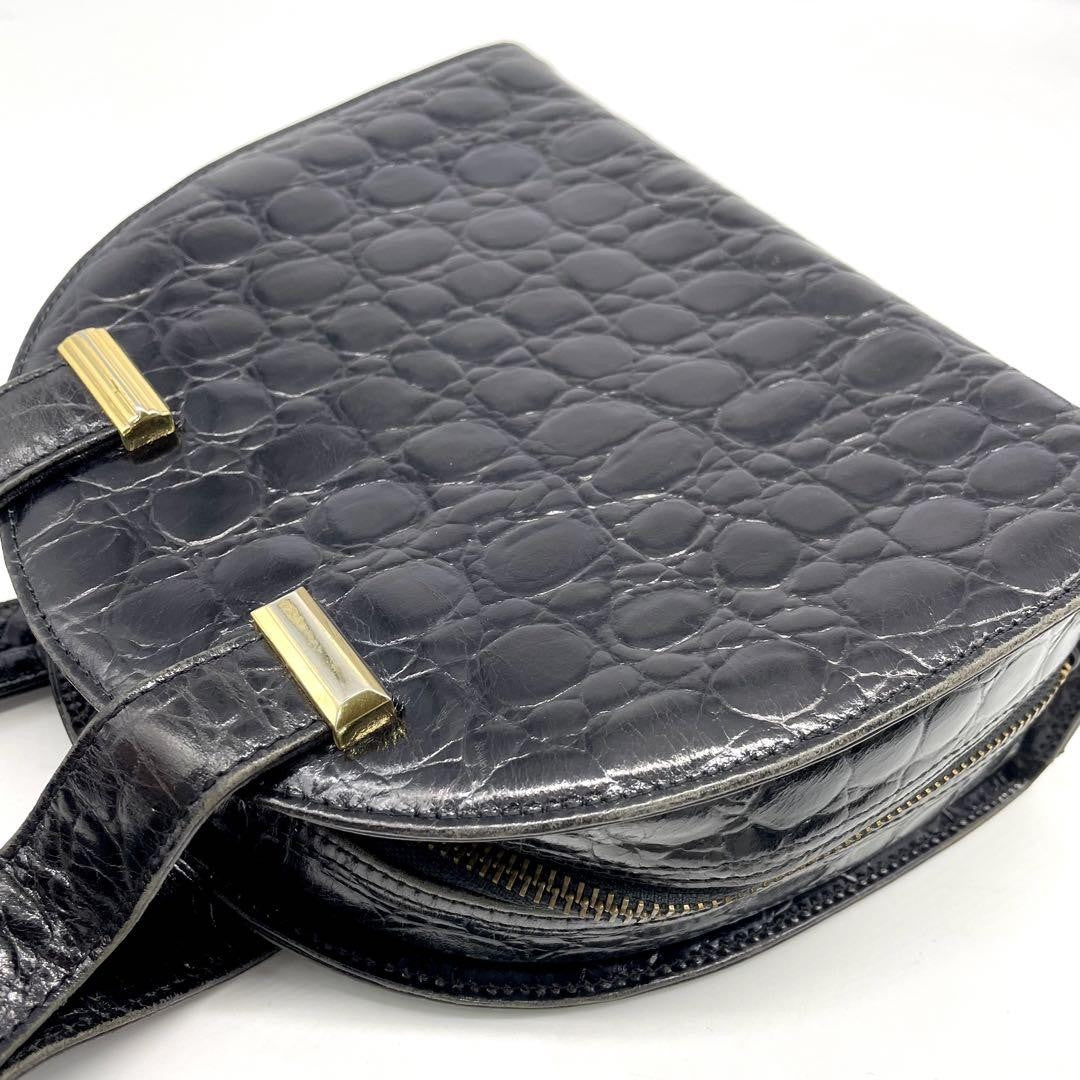 VERSACE Hand Bag Tote Purse Leather Black Authentic