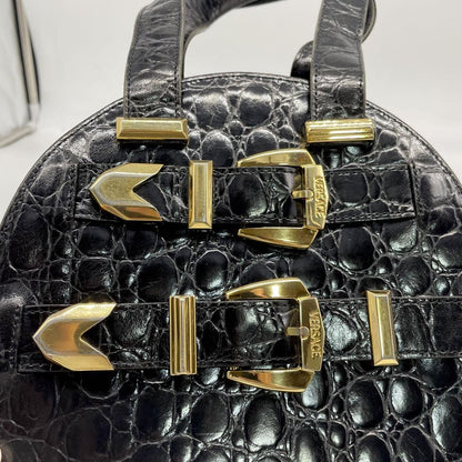 VERSACE Hand Bag Tote Purse Leather Black Authentic