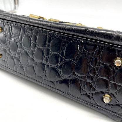VERSACE Hand Bag Tote Purse Leather Black Authentic