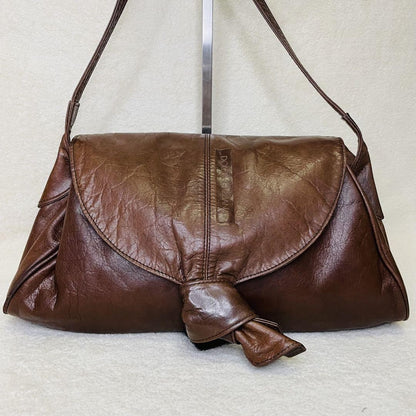 Dolce & Gabbana Shoulder Bag Purse Leather Brown Authentic