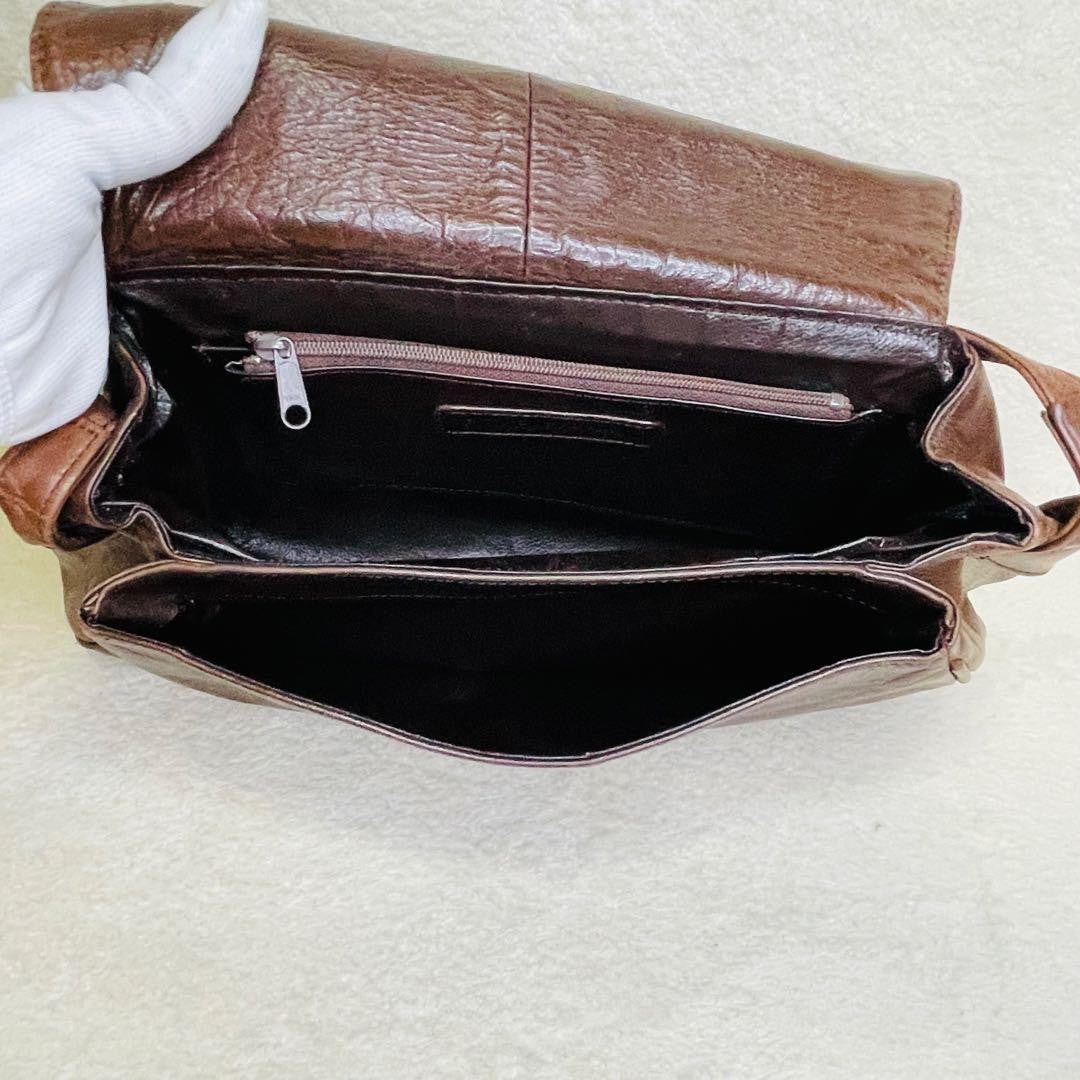 Dolce & Gabbana Shoulder Bag Purse Leather Brown Authentic