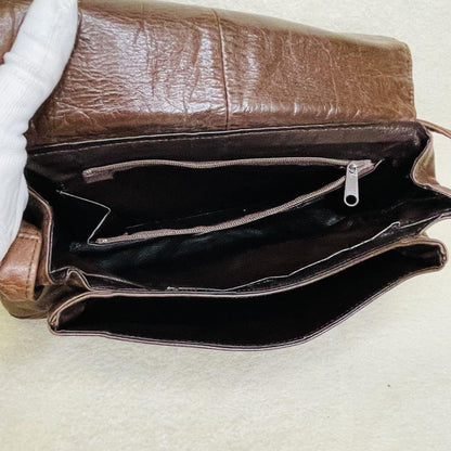 Dolce & Gabbana Shoulder Bag Purse Leather Brown Authentic