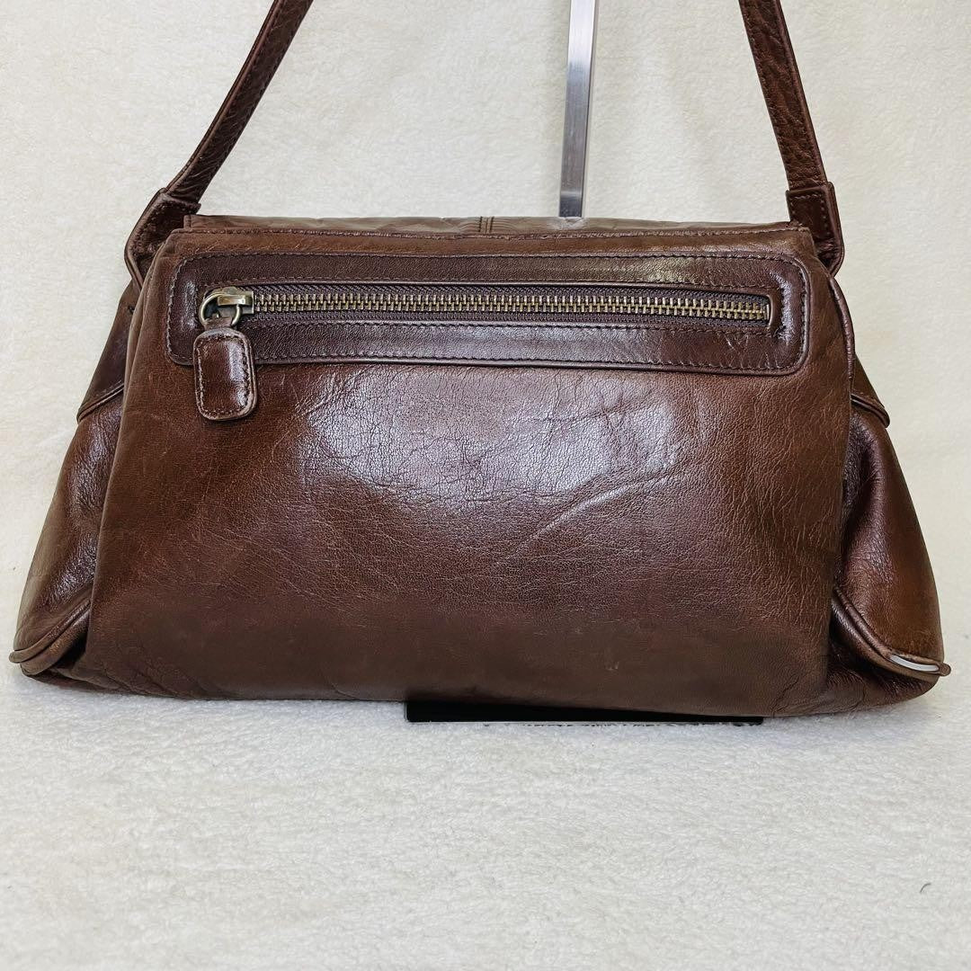 Dolce & Gabbana Shoulder Bag Purse Leather Brown Authentic