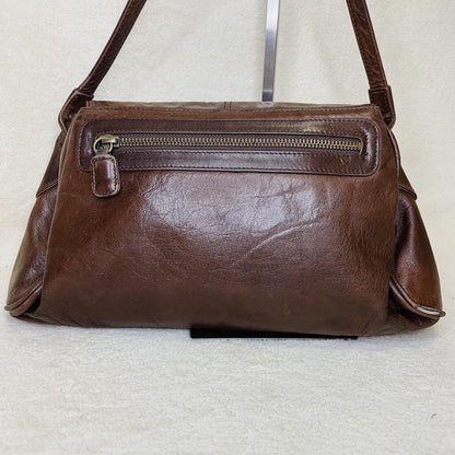 Dolce & Gabbana Shoulder Bag Purse Leather Brown Authentic