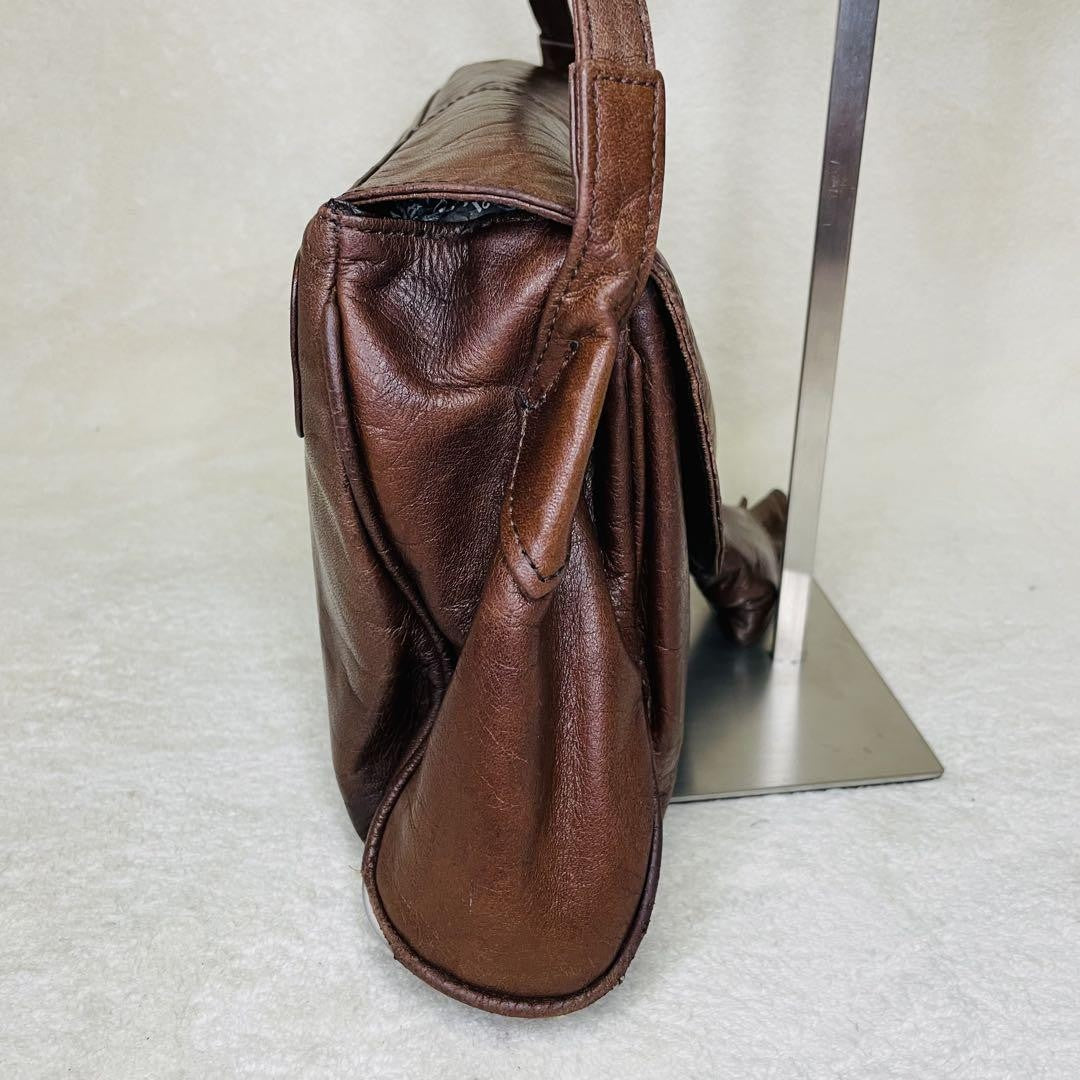 Dolce & Gabbana Shoulder Bag Purse Leather Brown Authentic