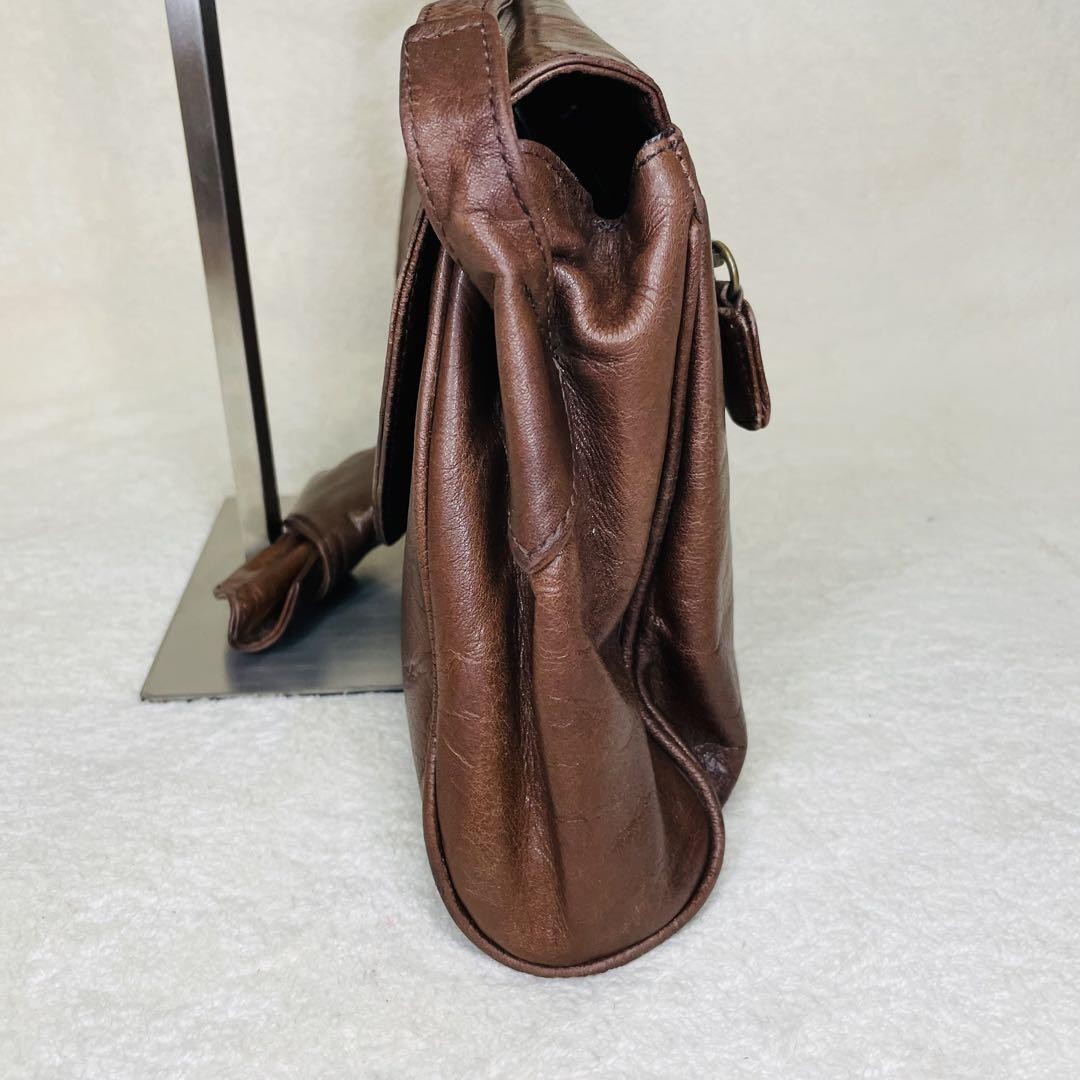 Dolce & Gabbana Shoulder Bag Purse Leather Brown Authentic