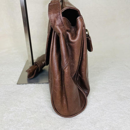Dolce & Gabbana Shoulder Bag Purse Leather Brown Authentic