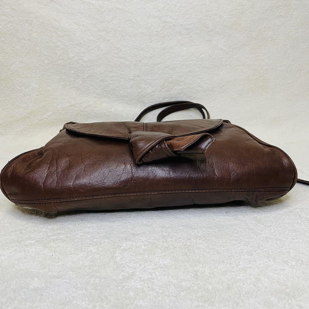 Dolce & Gabbana Shoulder Bag Purse Leather Brown Authentic