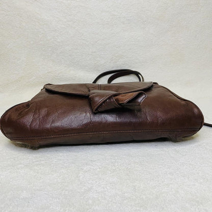Dolce & Gabbana Shoulder Bag Purse Leather Brown Authentic