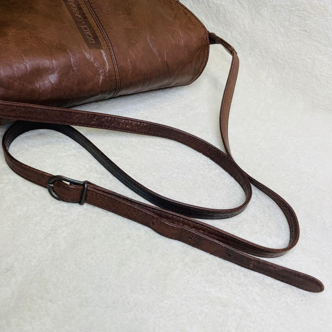 Dolce & Gabbana Shoulder Bag Purse Leather Brown Authentic
